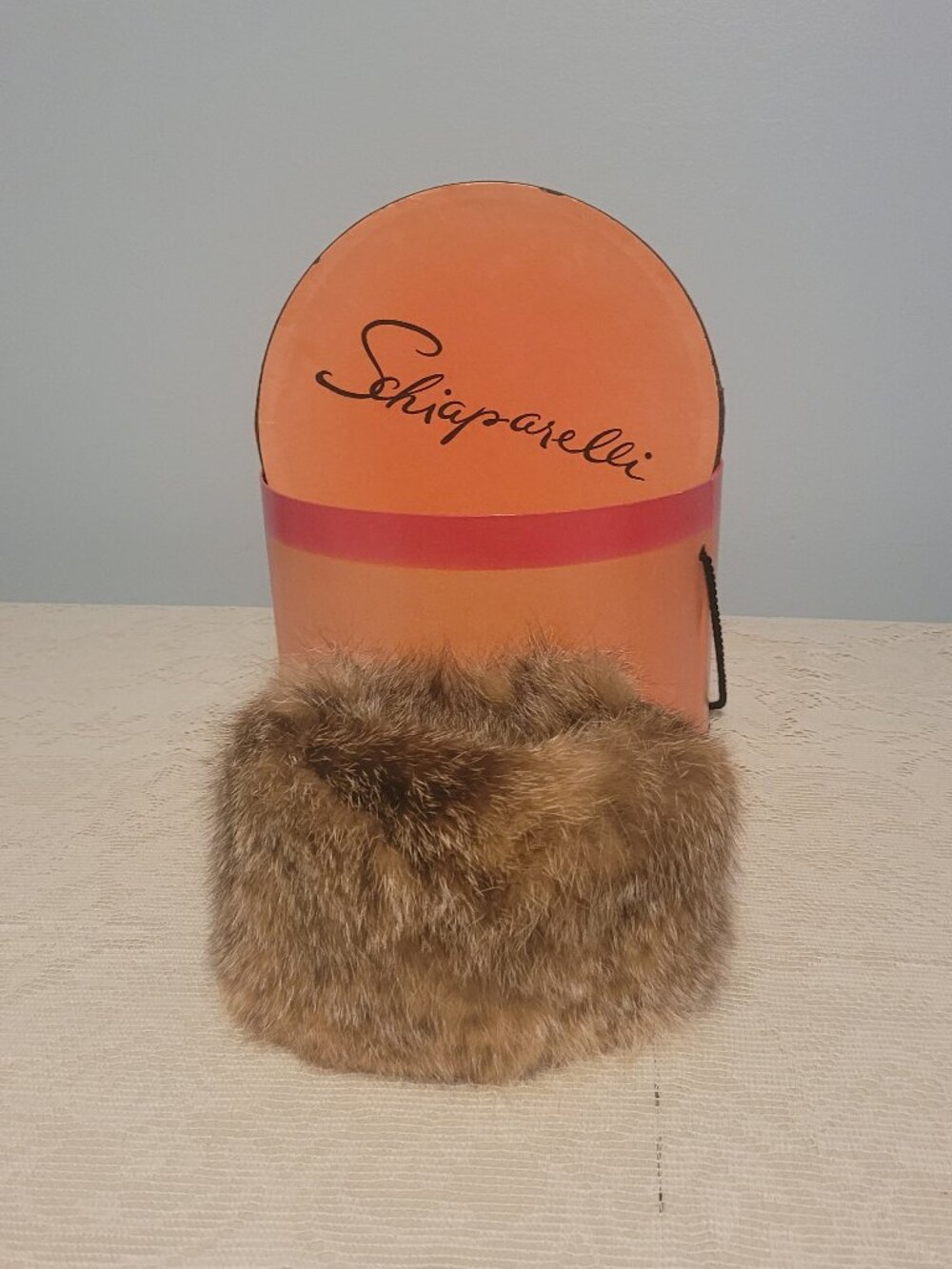 Vintage Fur Hat with Rare Schiaparelli Hat Box
